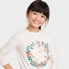 Girls' 'Peace and Love' Long Sleeve Graphic T-Shirt - Cat & Jack™ Cream - image 2 of 3