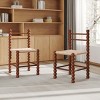 Modern Solid Wood Rattan Dining Chairs Set of 2, Ergonomic Curved Seat, Stable Chairs for Kitchen or Dining Room - The Pop Home - 2 of 4