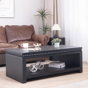 Lyngins Modern Coffee Table for Living Room – Floating Top Design, Wood Coffee Table with Rectangular Tabletop, Center Table & Sofa Table - 1 of 4