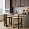 Faux Leather Square Bar Stools with Back and Footrest Set of 2 Counter Chairs for Kitchen Island - 3 of 4