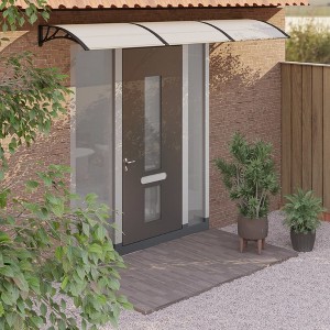 vidaXL Door Canopy Black and Transparent 118.1 in.x31.5 in. Polycarbonate - 1 of 4