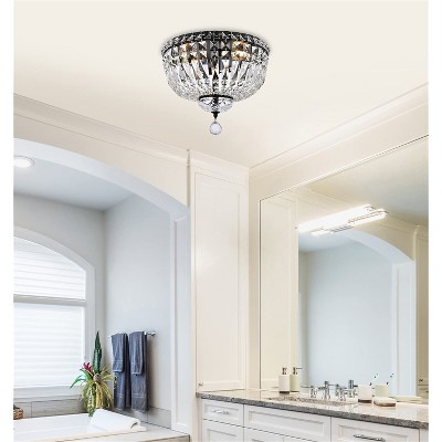 Tranquil 14 Inch Black and Crystal Flush Mount Light