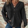 Clearlove Women's Long Sleeve Buttoned Pullover V-Neck Hoodie Drawstring Sweatshirt Shirt - 3 of 4