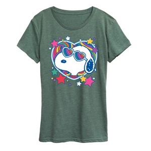 Women's - Peanuts - Snoopy Groovy Heart Short Sleeve Graphic T-Shirt - 1 of 4