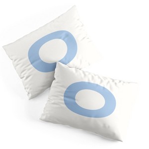 Deny Designs Standard April Lane Art Block Blue Monogram O Microfiber Printed Pillow Sham - 1 of 3