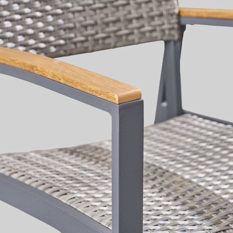 Luton 2pk Wicker & Aluminum Patio Dining Chair - Gray - Christopher Knight Home, 6 of 7