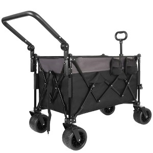 NAYSAYE Wagons Multi Functional Folding Wagon with 360 Degree All Terrain Wheels and Adjustable Handle, Black and Gray, 37.4"*22.83"*43.7" - 1 of 4