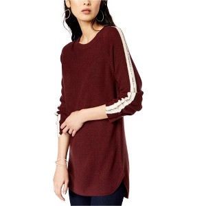 I.N.C International Concepts Womens Embellished Varsity Striped Pullover Sweater, Red, X-Large - 1 of 1
