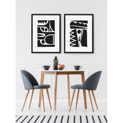 18" x 24" Black and White Geometric Abstract Canvas Art Set