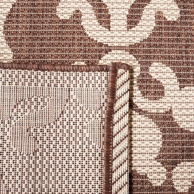 Chocolate and Natural Floral Motif Square Area Rug