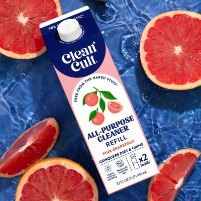 Clean Cult All Purpose Cleaner Refill - Pink Grapefruit - 32 fl oz: Multipurpose, Non-Porous Surfaces
