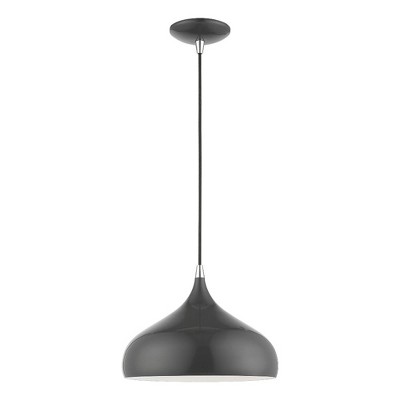 Livex Lighting Amador 1 - Light Pendant in  Shiny Dark Gray/Polished Chrome