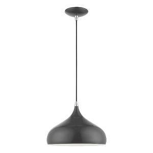 Livex Lighting Amador 1 - Light Pendant in  Shiny Dark Gray/Polished Chrome - 1 of 2