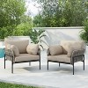 CAVINAS 2PC Outdoor Rattan Patio Chairs with Powder Coated Iron Frame & Cushions,Comfy Lounge Chair for Garden,Backyard,Balcony,Gray - 2 of 4
