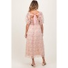 PinkBlush Light Pink Floral Mesh Overlay Tie Back Maternity Midi Dress - 4 of 4