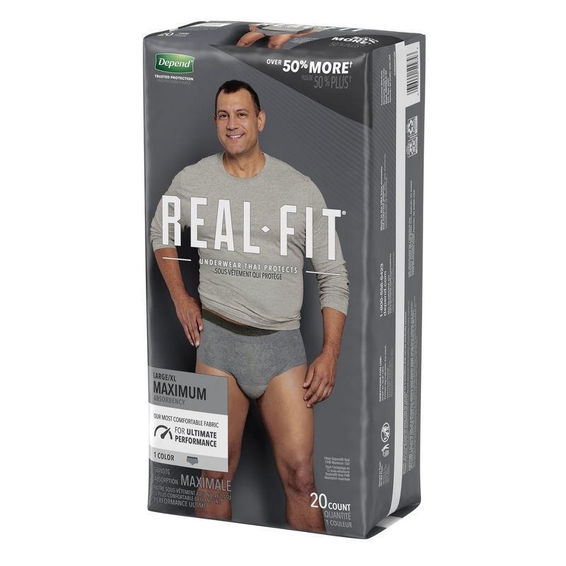 Depend Real Fit Disposable Men's Underwear, Maximum, Large, 2 of 6