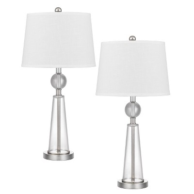 Cal Lighting Almere 100W Glass Table lamp with Taper Drum hardback Fabric Shade. Priced and Sold as Pairs
