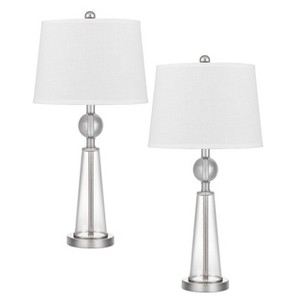 Cal Lighting Almere 100W Glass Table lamp with Taper Drum hardback Fabric Shade. Priced and Sold as Pairs - 1 of 4