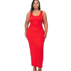 Slickblue Plus Size Solid Maxi Dress for Women, Sleeveless Stretch Jersey Knit, Casual Fit, 14 Colors Options, Size 1XL-3XL - 1 of 4