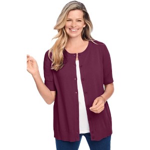 Woman Within Perfect Elbow-Length Sleeve Cardigan - 1 of 4