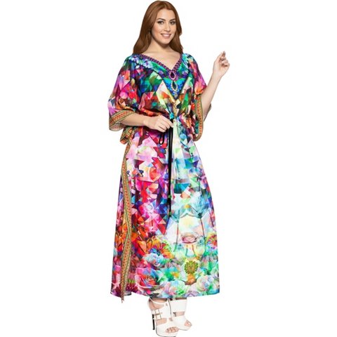 Женские платья LA LEELA Dailywear Maxi Dress Ethnic Casual Caftan Loungewear Dresses for Women One Size Floral Multi