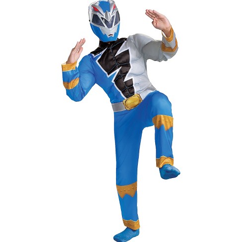 Boys' Power Rangers Dino Fury Blue Ranger Muscle Jumpsuit Costume - Size  4-6 - Blue : Target