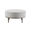 Loring Upholstered Round Cocktail Ottoman with Metal Base Gray - Madison Park: Textured Fabric, Modern Design - 3 of 4