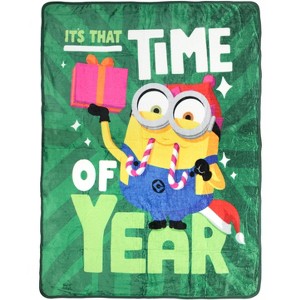Despicable Me Minions Holiday Christmas Festive Time of Year Throw Blanket 46" x 60" Cozy Fleece Throw Blanket Bed Couch Multicolored - 1 of 4