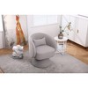 CAVINAS Faux Fur Upholstered Swivel Accent Chair with Wooden Base,Modern Round Barrel Chair,Armchair for Bedroom,Reading Room,Gray - 2 of 4