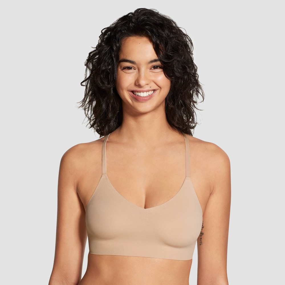 True & Co. Women's Everybody Lace Racerback Bralette - Bare M: Nylon Elastane, V Neck, Adjustable Strap