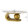 JVNOXK Modern Oval Coffee Table for Living Room, Marble Pattern Sintered Stone Coffee Tabletop with Gold Stainless Steel Base in 47.2" - 3 of 4