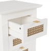 PAGED Night Stand Set 2 Rattan Bedside Table Modern Wooden Nightstand with 3 Storage Drawers for Bedroom, White - 4 of 4