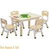 Kids Table & 4 Chairs Set Kids Study Table and Chair Set w/Graffiti Desktop & Non-Slip Legs, Height Adjustable Toddler Activity Table - 2 of 4