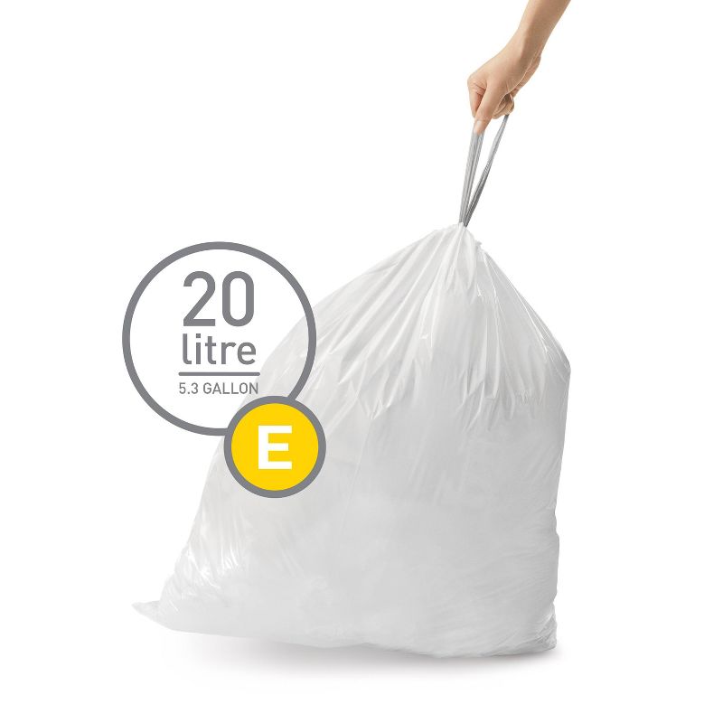 simplehuman 20L Code E Custom Fit Trash Can Liner White, 2 of 5