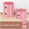 Haitral 3 Drawer Barrel Nightstand Dark Pink - 2 of 4