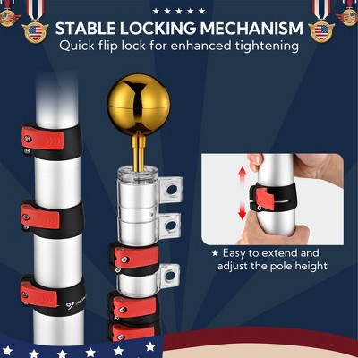 25 ft Silver Aluminum Telescopic Flag Pole Kit