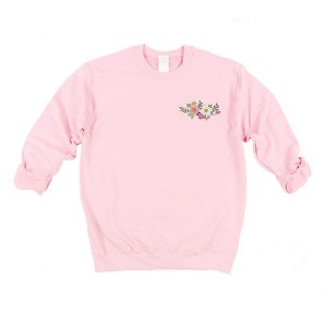 Simply Sage Market Women's Graphic Sweatshirt Embroidered Flower Cluster - 1 of 4