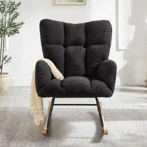 PAGED Rocking Accent Chair, Modern Teddy Living Room Chairs with Metal Frame, Comfy Glider Chair for Reading Room, Bedroom - 1 of 4