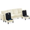 FONTOI U-shaped Sofa with Storage Chaise, 3-Seat Sofa Couch with Cup Holders for Living Room Apartment, White, 101.06"*35.43"*52.36" - 3 of 4