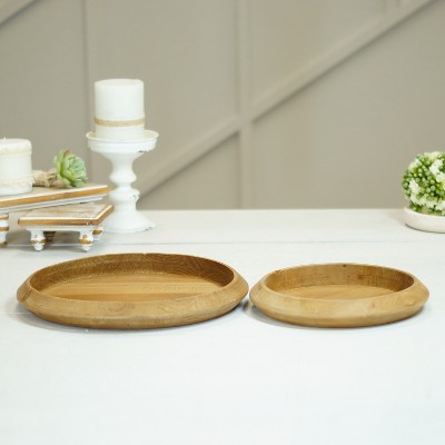 VIP Wood 12 in. Black Pocketed Tray Set of 2