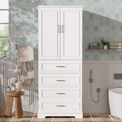 ORRD 72.2" Tall Bathroom Cabinet - 3 Drawers & Adjustable Shelf, Soft-Close Doors, MDF w/Steel Handles