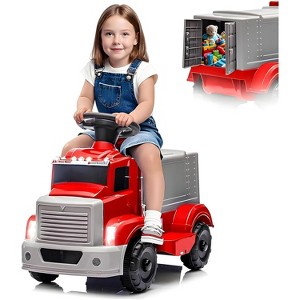 6V Ride on Truck for Toddlers - Electric Car w/Spacious Storage, Music, LED Lights, Rechargeable Battery & Easy Start Button - 1 of 4