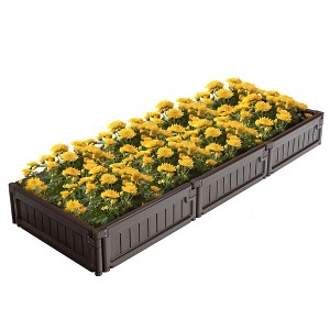 Costway Raised Garden Bed Kit Outdoor Planter Box  Planting Flower Container Brown - 1 of 4
