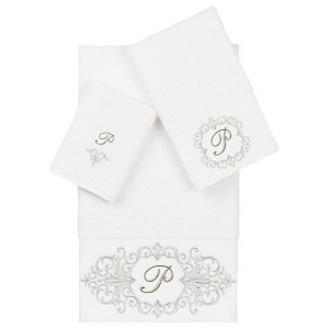 Linum Home Textiles 100% Turkish Cotton MONICA 3PC Embellished Towel Set - 1 of 4