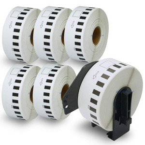 BETCKEY - Compatible Continuous Labels Replacement for Brother DK-2214 Use with Brother QL Label Printers 6 Rolls + 1 Reusable Cartridge - 1 of 4