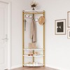 Appendiabiti ad angolo, in metallo, con 6 ganci doppii, scarpiera aperta, per corridoio, soggiorno, camera da letto, stile vintage/grigio/oro - 2 of 4