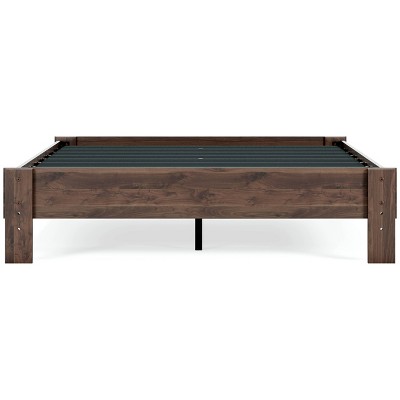Chic Sophistication Queen Platform Bed with Wood Headboard, Mocha