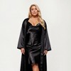 Anna-Kaci Lounge Women's Satin Slip Dress and Long Robe Set with Soft Draped Silhouette and Elegant Flowing Layered Design - 2 of 4