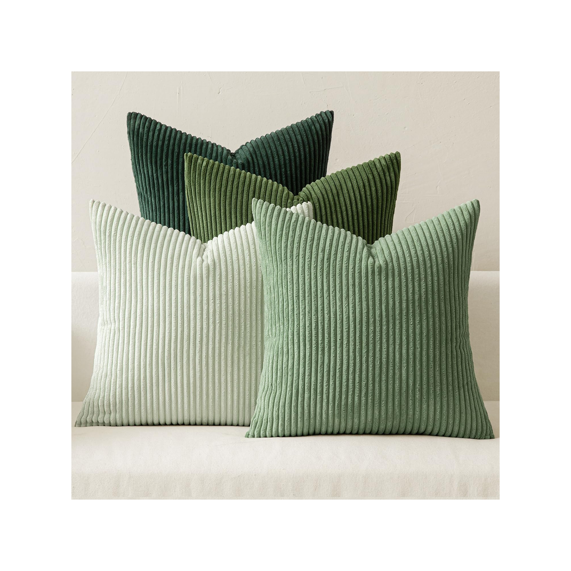 4-Pack Sage Green Corduroy Throw Pillow Covers 18x18 Forest Green-18" x 18" (Pack of 4) 18*18