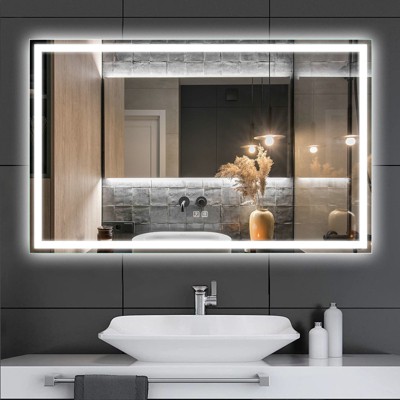 Homlux Rectangular Frosted Edge Bathroom Mirror - 